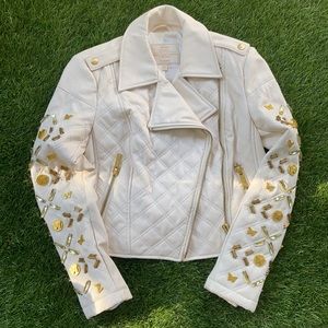 Disney Modern Princess Collection Cinderella Cream Moto Jacket by Coco Rocha XS